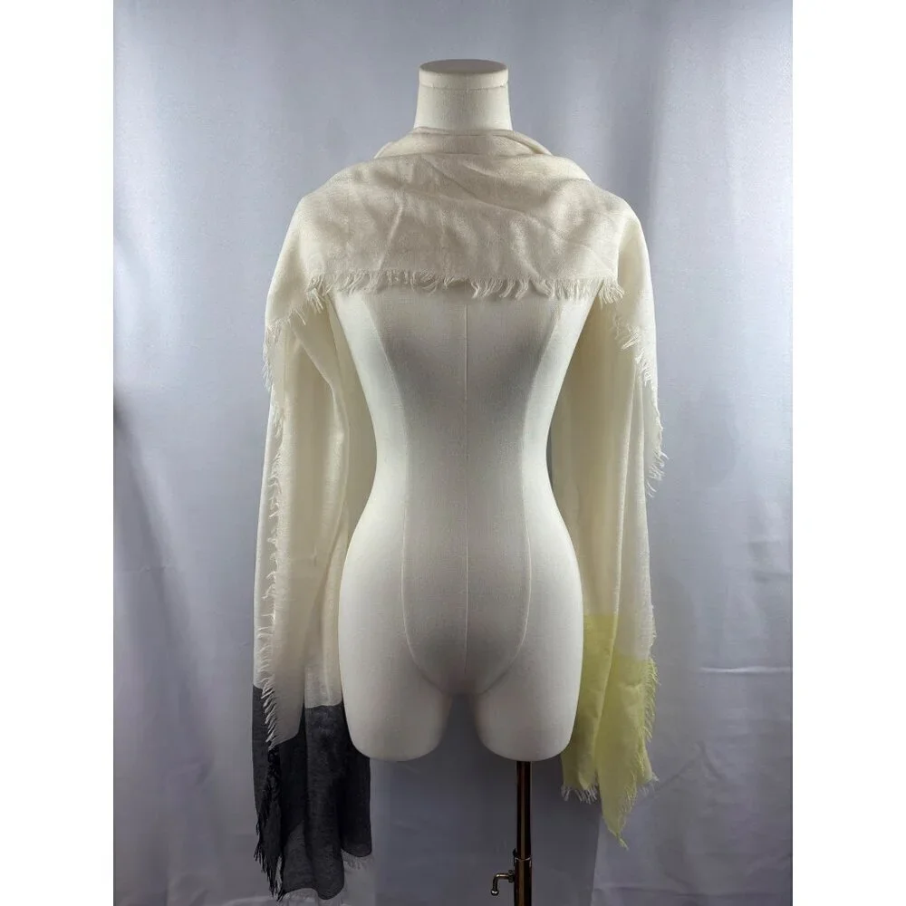 Colorblock Soft Cashmere-Blend Scarf With Fringe Edges